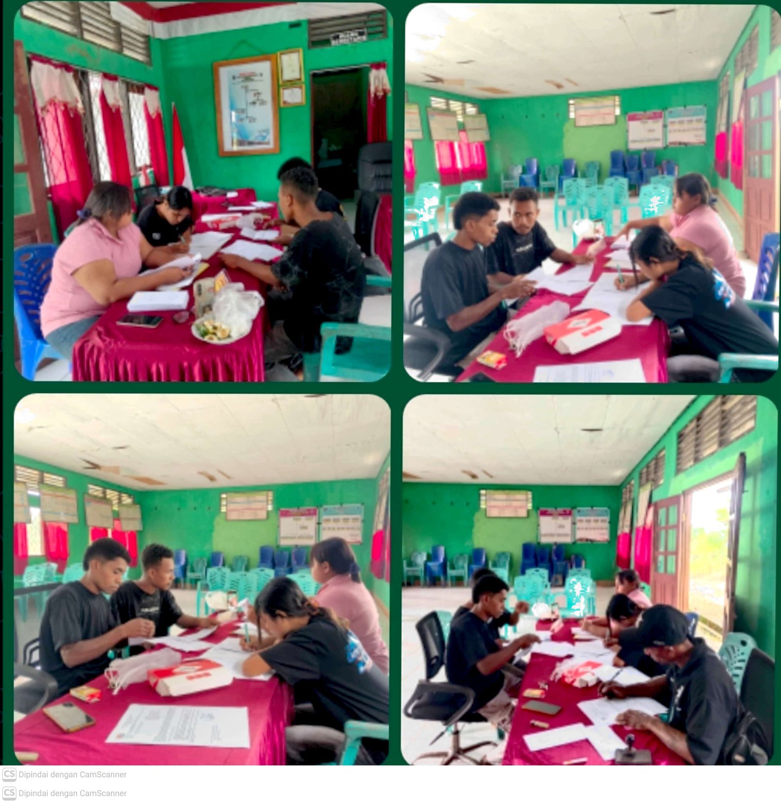Mahasiswa KBPM Desa Luba Membantu Melipat Undangan untuk Dibagikan kepada RT dan RW