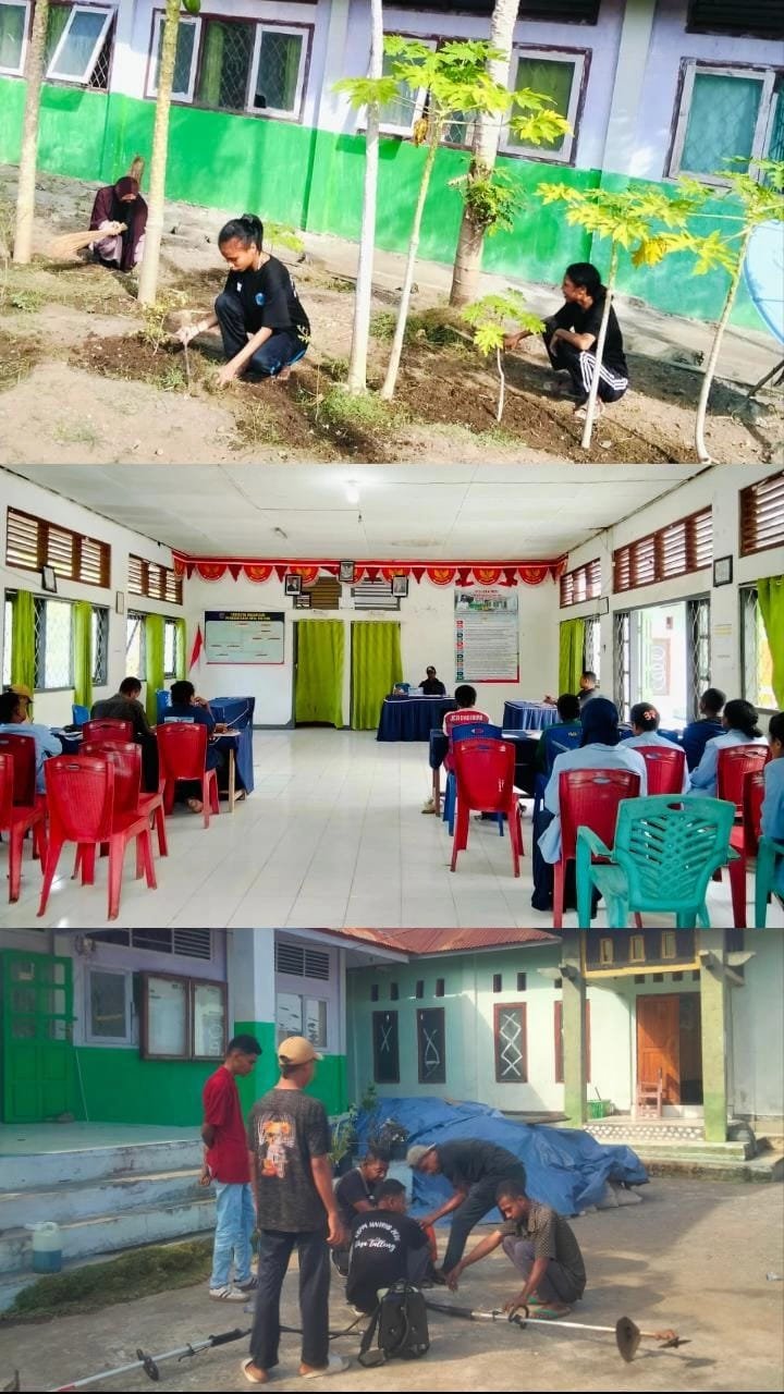 MAHASISWA KBPM UNTRIB BERPARTISIPASI DALAM KEGIATAN JUMAT BERSIH DAN RAPAT PERSIAPAN HUT KE-81 REPUBLIK INDONESIA