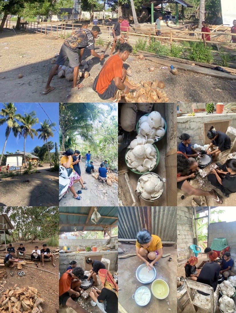 Mahasiswa KBPM Melakukan Pengambilan dan pengolahan Kelapa Untuk Stok Produk VCO